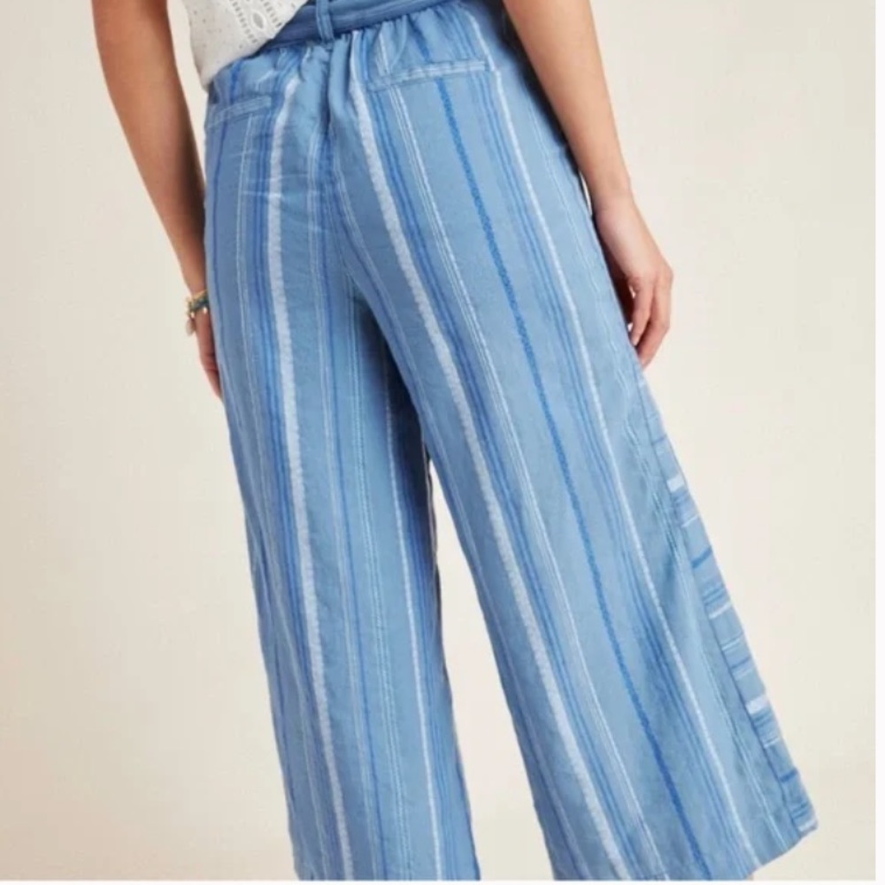 Anthropologie Blue Striped Cropped Pants - Picture 2 of 15